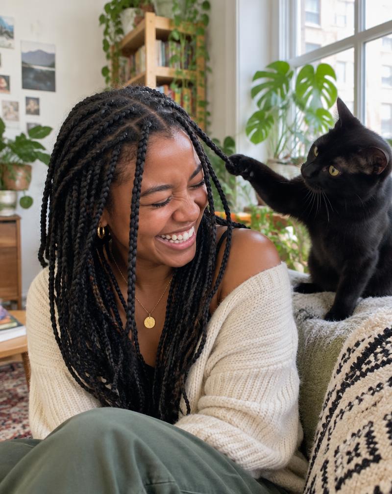 Amara with their cat Salem